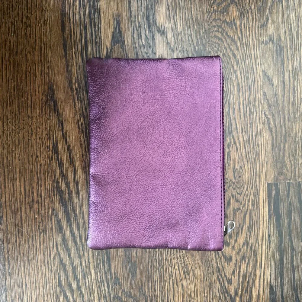 Women's Metallic Purple Faux Leather Evil Eye Hand Pouch